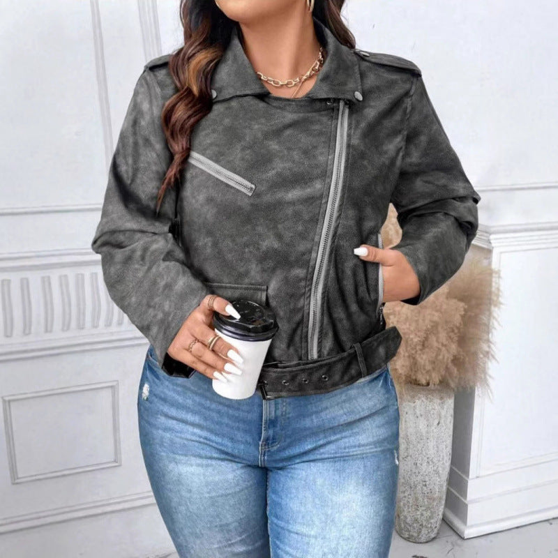 Damen trendige cropped Bikerjacke Drune