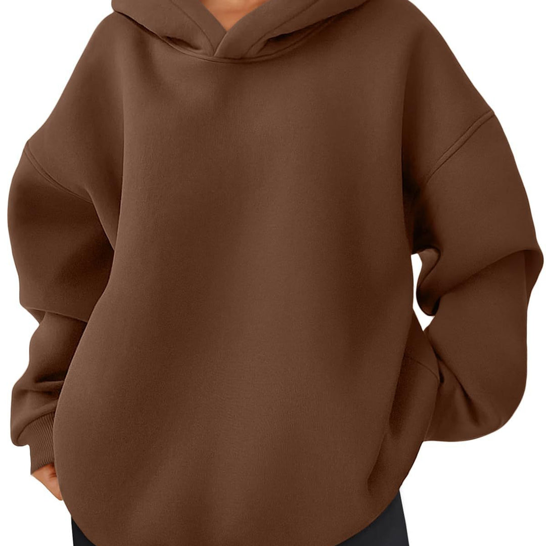 Damen nan kastiger Kapuzenpullover mit doppellagiger Kapuze, überschnittener Schulter und längerem Rückenteil Drune