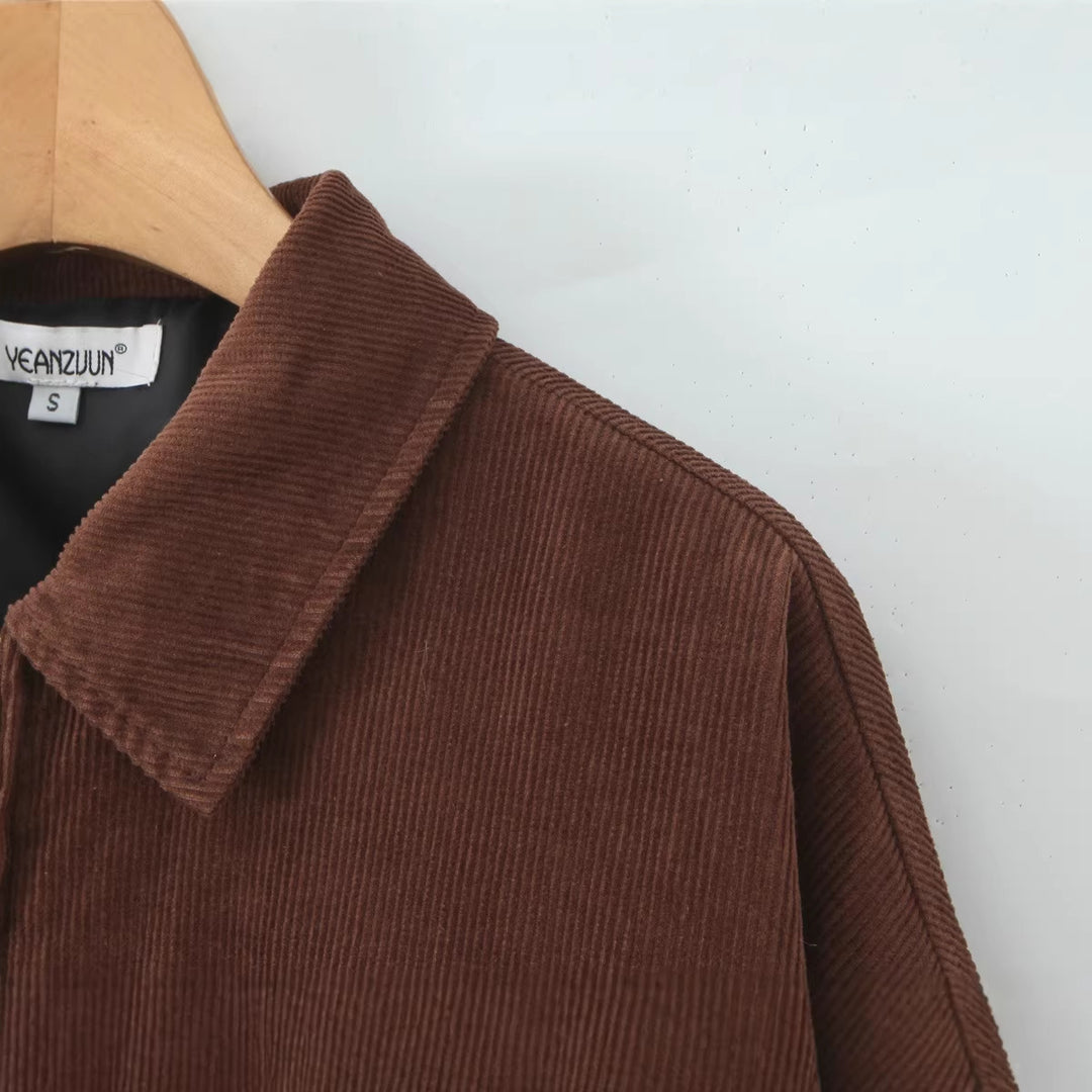 Damen Kurz geschnittene Cordblouson-Jacke mit Reißverschluss Drune