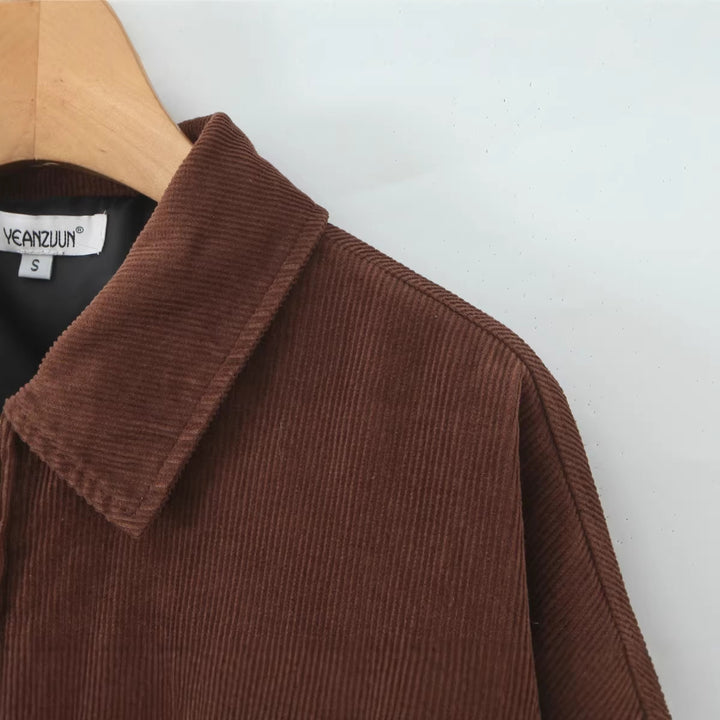 Damen Kurz geschnittene Cordblouson-Jacke mit Reißverschluss Drune
