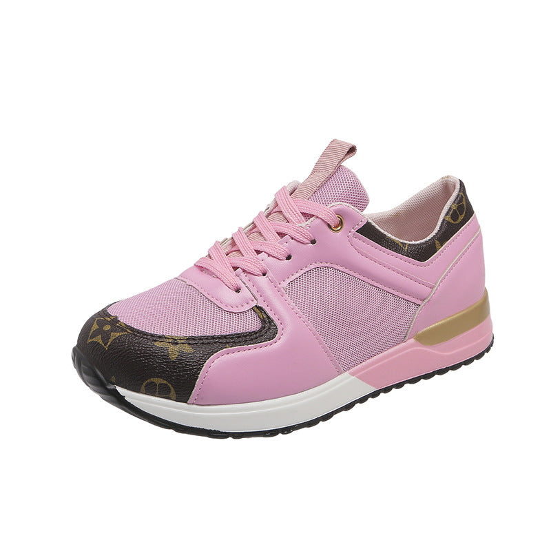Damen Plateau-Sneakers mit atmungsaktivem Mesh, gepolsterter Innensohle und dekorativem Logomuster-Besatz Drune