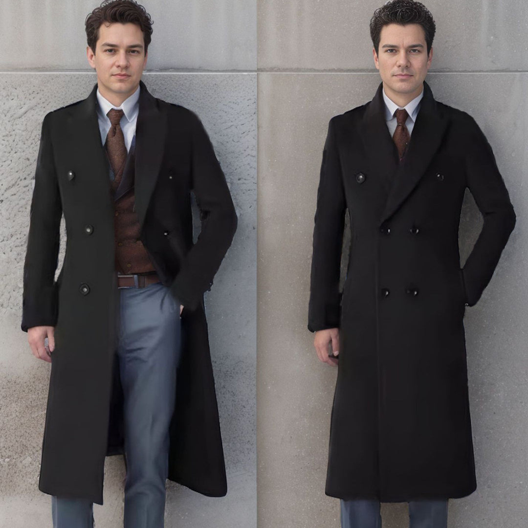 Herren eleganter Doppelt-Front-Mantel aus hochwertigem Material Drune