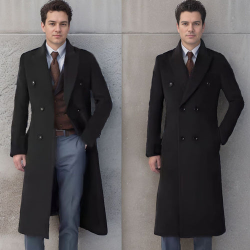 Herren eleganter Doppelt-Front-Mantel aus hochwertigem Material Drune