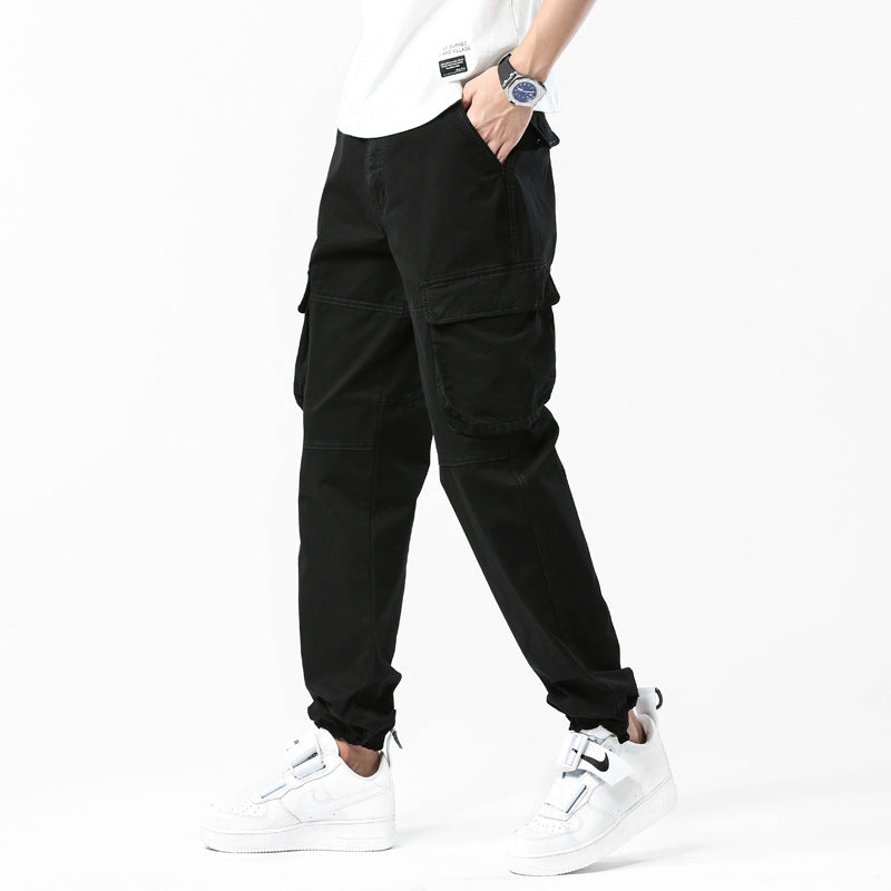 Herren Cargo-Joggerhose mit Kniepasse, elastischem Knöchelsaum und Großvolumigen Klappentaschen Drune