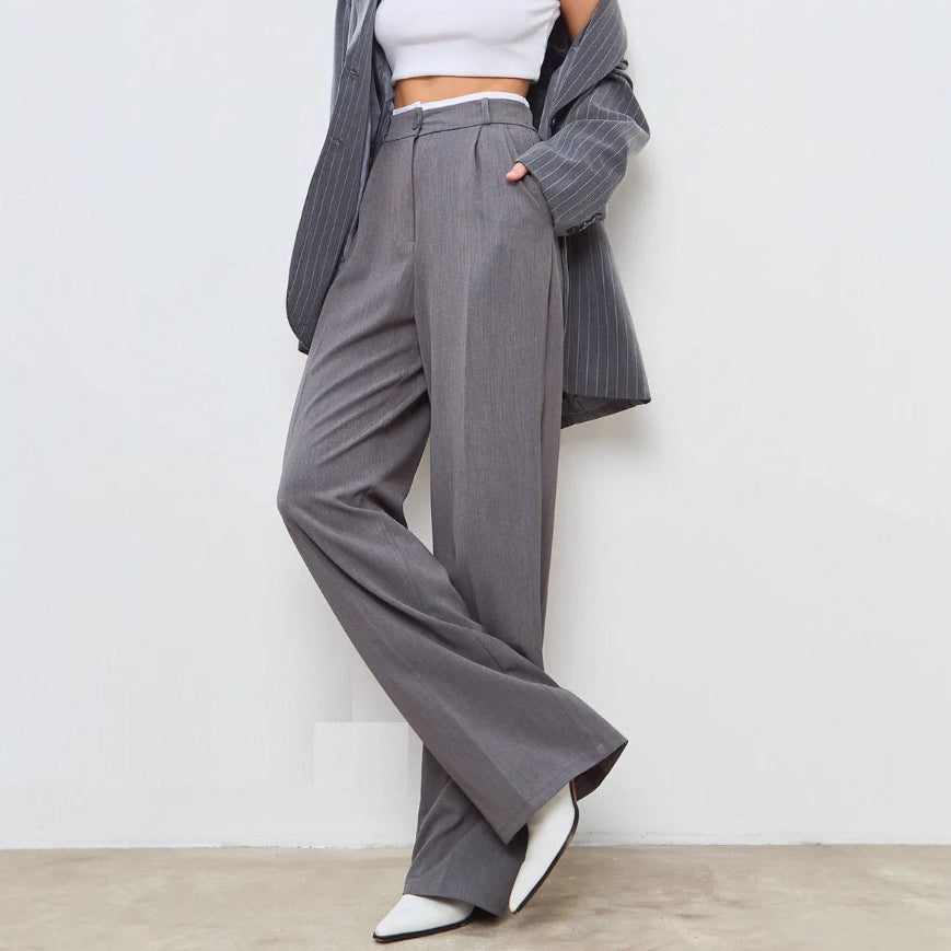 Damen elegante Pluderhose mit hohem Bund und ruhig fließendem Schnitt Drune