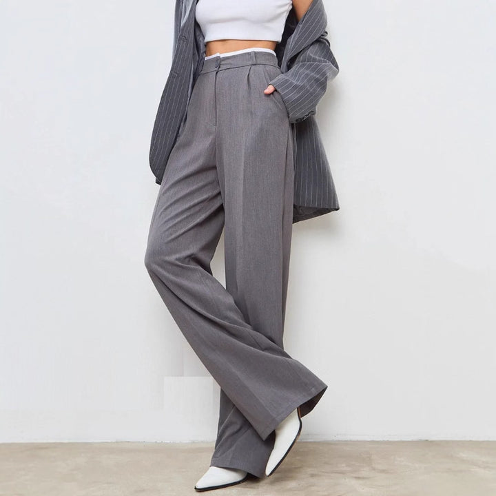 Damen elegante Pluderhose mit hohem Bund und ruhig fließendem Schnitt Drune