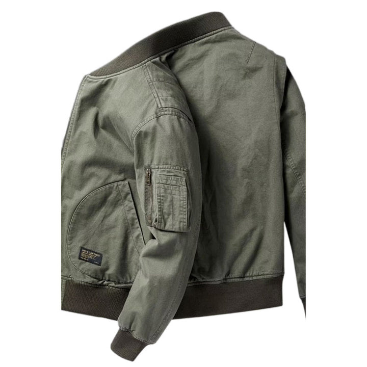 Herren Baumwoll-Canvas Bomberjacke mit Ärmeltasche und Rippbündchen Drune