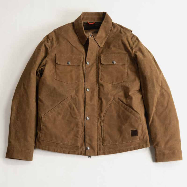 Herren Gewachste Canvas-Arbeiterjacke mit Klappentaschen und Druckknopfverschluss Drune