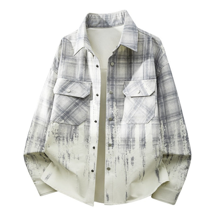 Herren Modische Karo Hemdjacke Drune