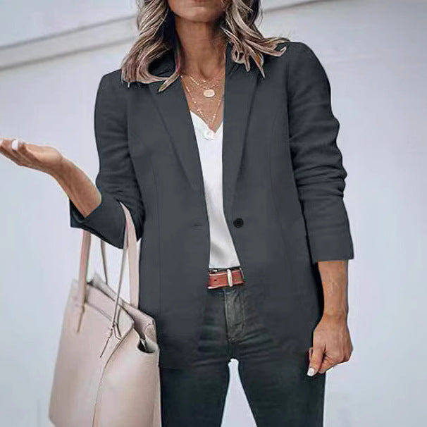 Damen Taillierter Blazer mit geschliffenem Revers, leichter Schulterpolsterung und Ein-Knopf-Verschluss Drune