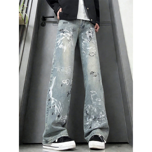 Herren Modische Weitgeschnittene Jeans mit kreativem Design Drune