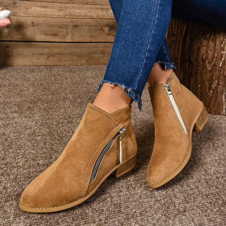 Damen Elegante Stiefeletten mit modischem Reißverschluss Drune