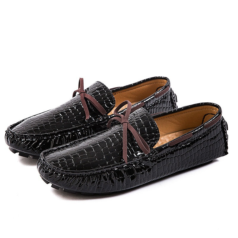 Damen lackierte Mokassin-Fahrerhalbschuhe mit Krokoprägung, weichem Lederfutter und profilierter Noppenlaufsohle Drune