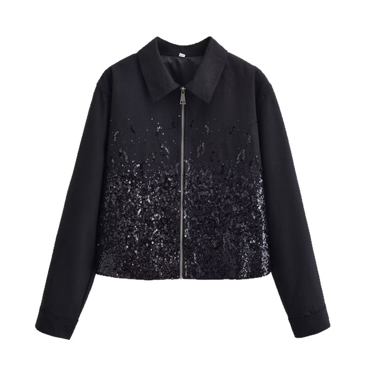 Damen Kurzjacke mit durchgehendem Reißverschluss und Degradé-Paillettenbesatz Drune