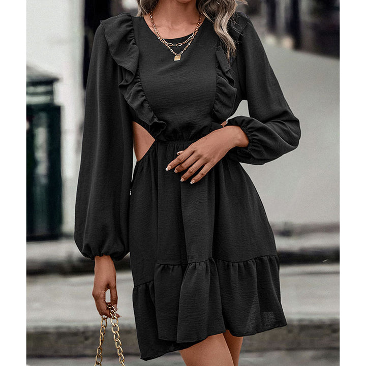 Damen Stilvolles Wickelkleid mit Rüschendetails Drune