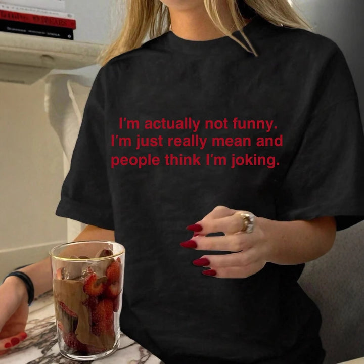 Damen Statement T-Shirt mit humorvollem Schriftzug Drune