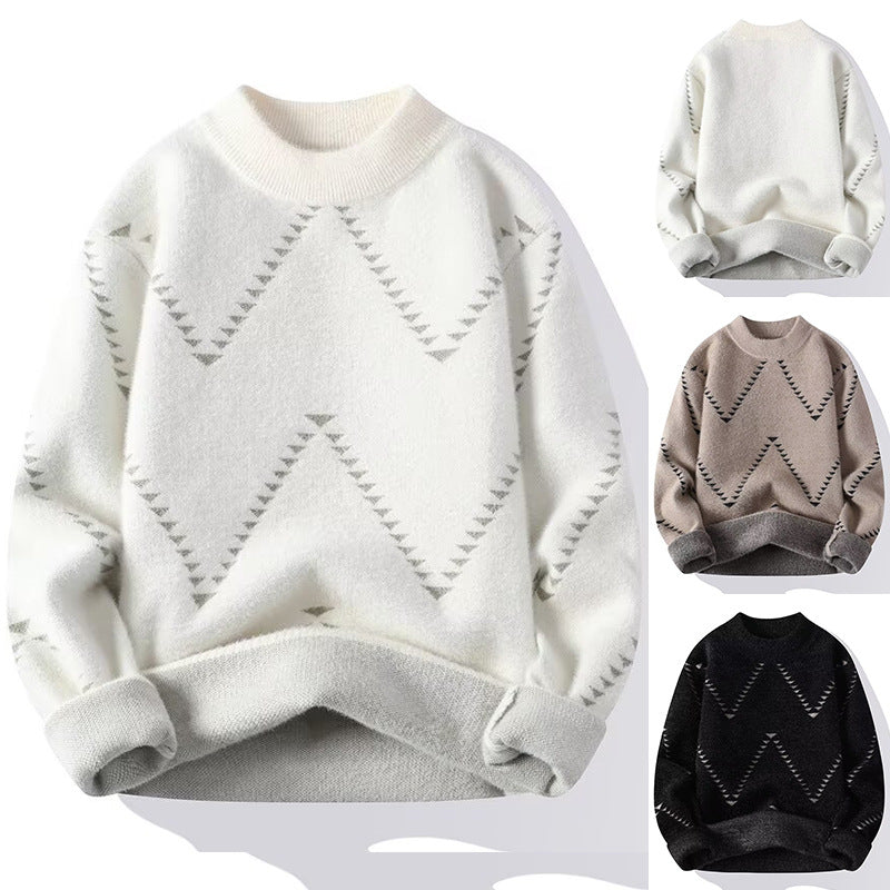Damen Gemütlicher Strickpullover mit modernem Wellenmuster Drune