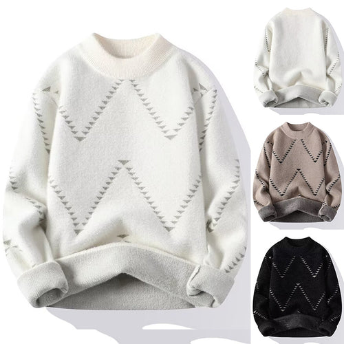 Damen Gemütlicher Strickpullover mit modernem Wellenmuster Drune