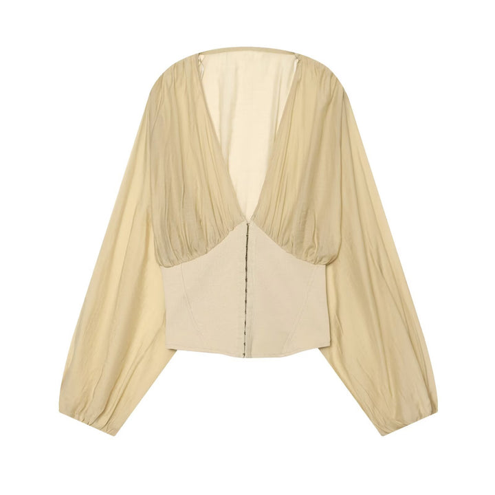 Damen Cape-Bolero mit Korsettbund und voluminösen Ballonärmeln Drune