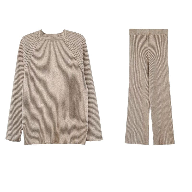 Damen Elegantes Rippstrick-Outfit Drune