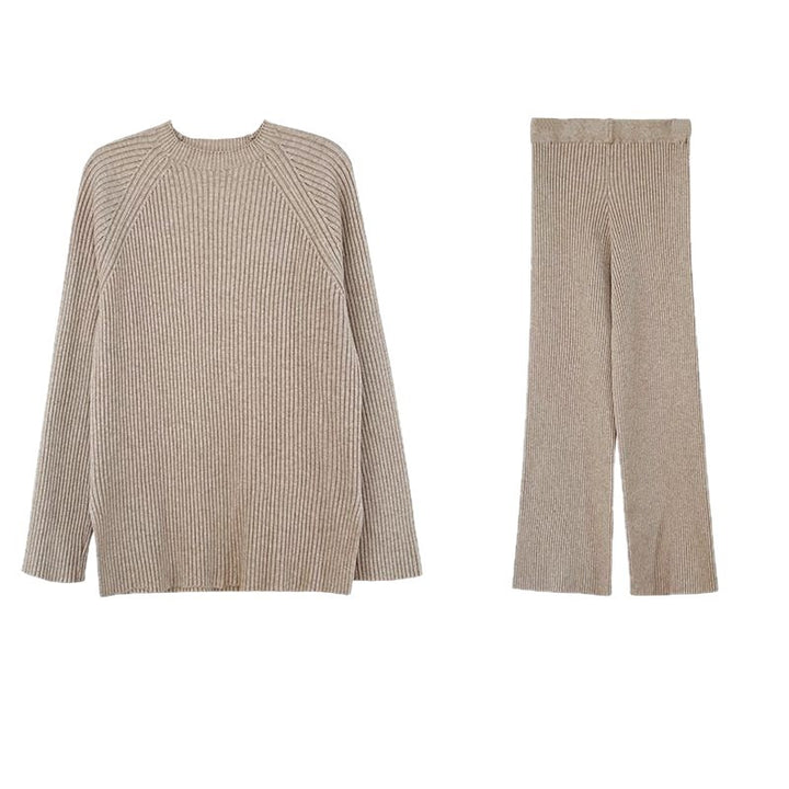Damen Elegantes Rippstrick-Outfit Drune