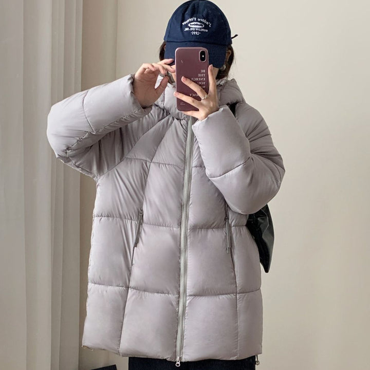 Damen Übergroße Pufferjacke mit Kapuze und praktischen Eingrifftaschen Drune