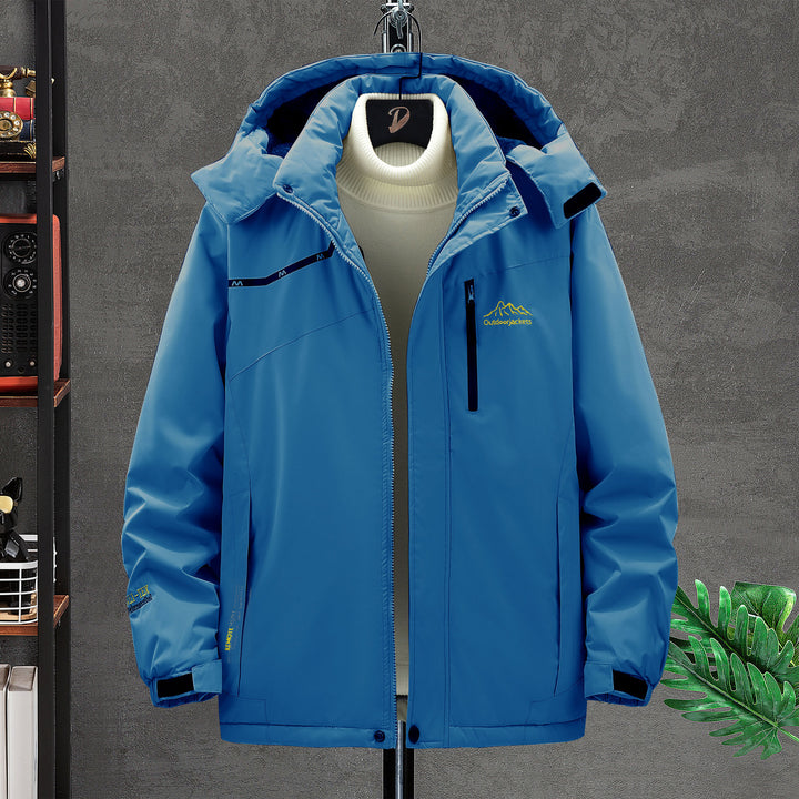 Herren wasserdichter isolierter Outdoorparka mit abnehmbarer Kapuze, Thermofutter und verdeckten Reißverschlusstaschen Drune