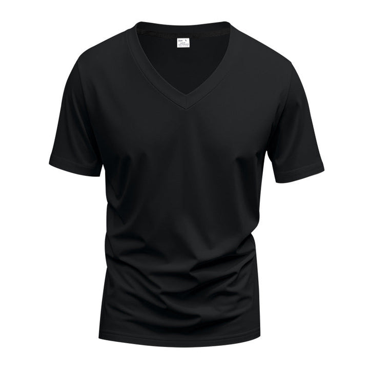 Herren nan klassisches V-Ausschnitt T-Shirt aus feinem Baumwolljersey mit verstärktem Nackenband und Doppelnaht Drune