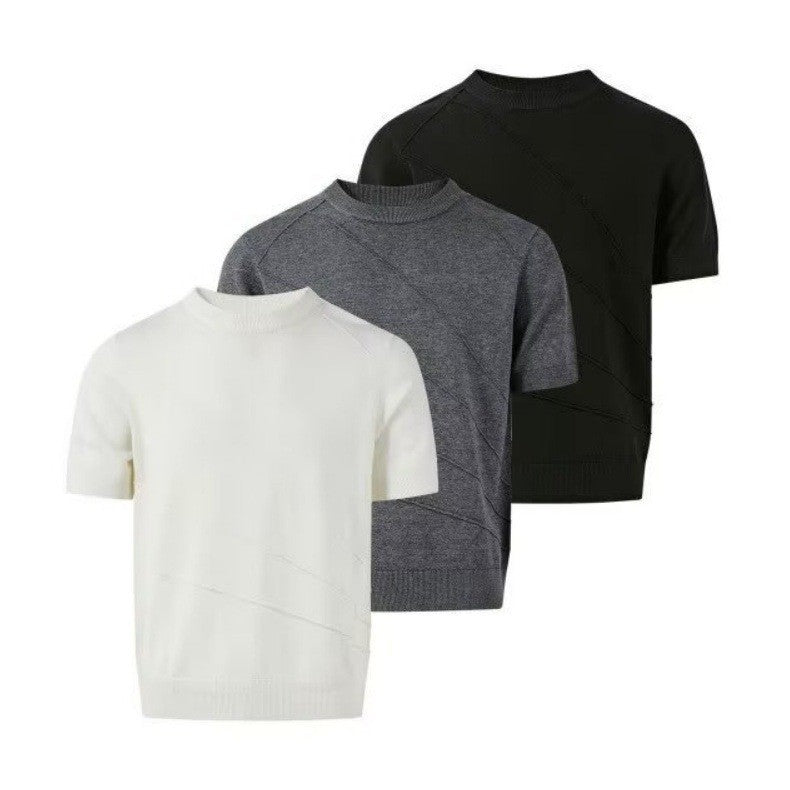 Herren Modisches Strick-T-Shirt mit Rundhalsausschnitt Drune