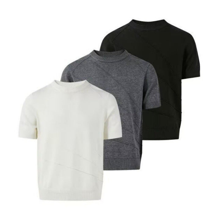 Herren Modisches Strick-T-Shirt mit Rundhalsausschnitt Drune