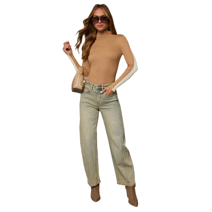 Damen High-Waist Culotte-Jeans mit sichtbarer Vordernaht Drune