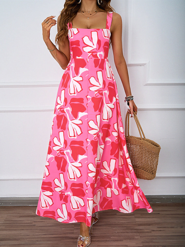 Damen Maxikleid mit floralem Design und raffinierten Trägern Drune