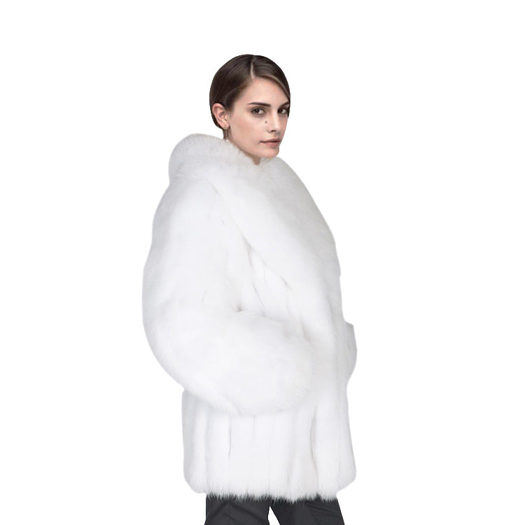 Damen Luxuriöse Kunstfelljacke mit voluminösen Ärmeln Drune
