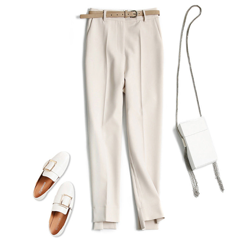Damen Elegante und bequeme Hochtaillierte Anzughose mit Gürtel Drune