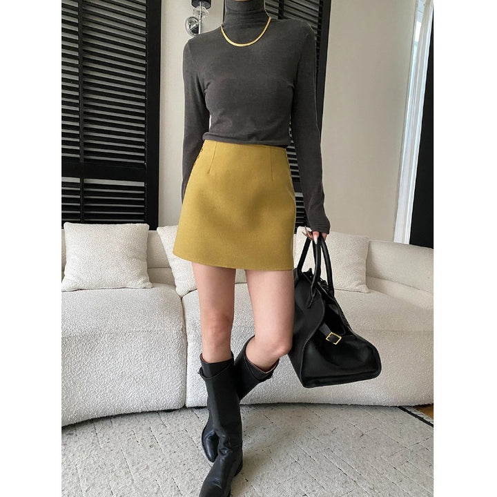 Damen elegantes Oberteil mit hohem Kragen und figurbetontem Schnitt Drune