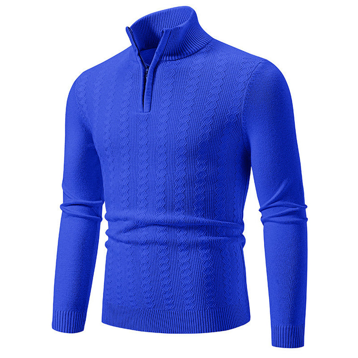 Herren Strickpullover mit Reißverschluss und grafischem Zopfmuster Drune