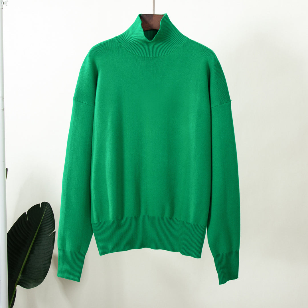 Damen eleganter Strickpullover mit hohem Kragen Drune
