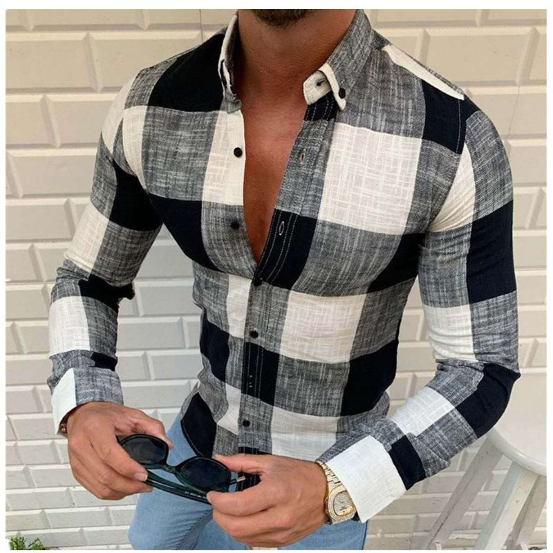Herren Langarmhemd mit modernem Karo-Design und komfortablem Slim-Fit Schnitt Drune