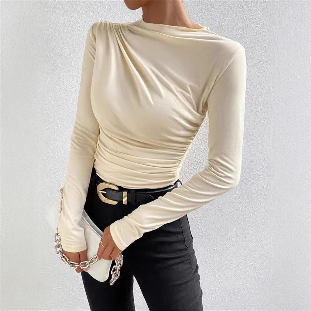 Damen Langarmshirt mit eleganten Raffungselementen und klassischem Design Drune