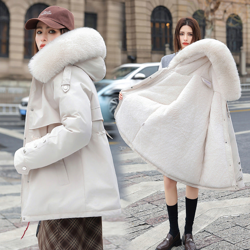 Damen Modischer Pufferparka mit luxuriösem Kunstfellkragen und praktischen Taschen Drune
