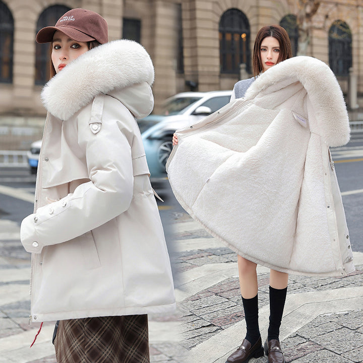 Damen Modischer Pufferparka mit luxuriösem Kunstfellkragen und praktischen Taschen Drune