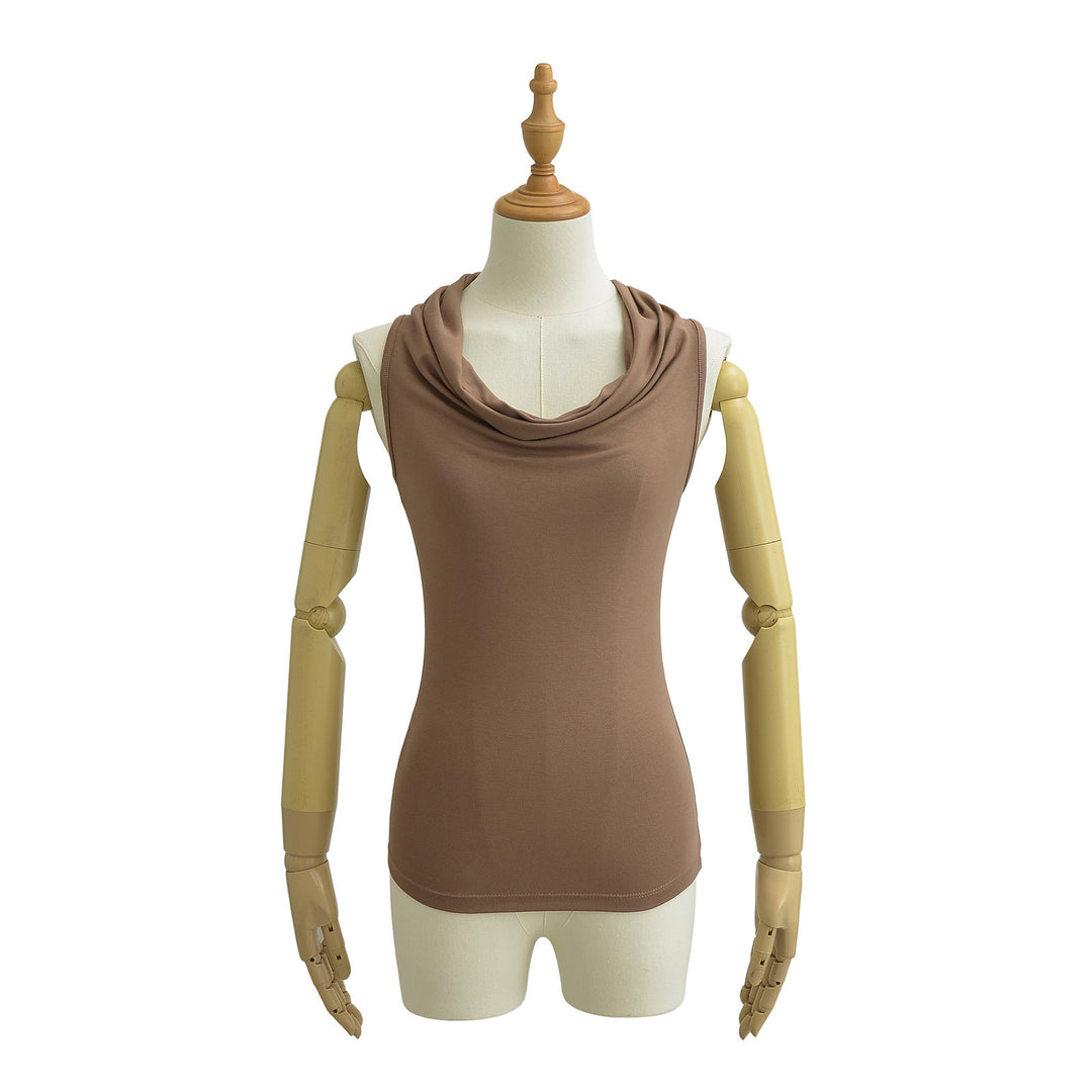 Damen ärmelloses Cowl-Top aus weichem, elastischem Material Drune