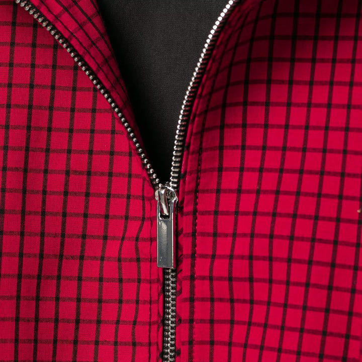 Damen Kurze karierte Zip‑Jacke im Boxy‑Cropped‑Schnitt mit Stehkragen Drune