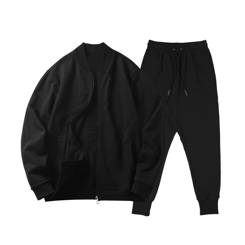 Herren nan locker geschnittenes Sweatset mit Reißverschluss-Bomberjacke und konisch zulaufender Jogginghose aus weichem Baumwollfleece Drune
