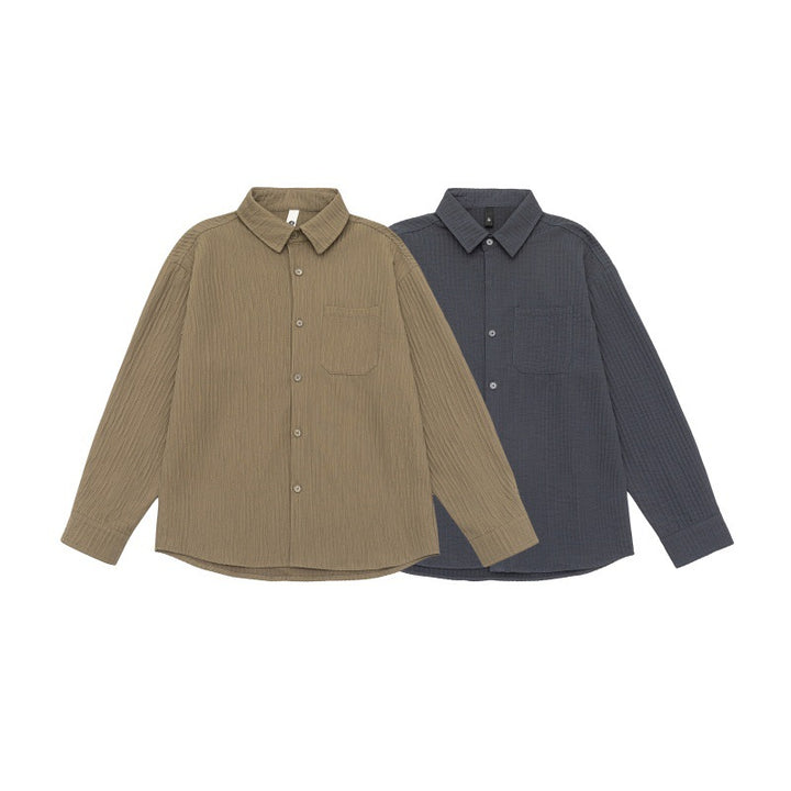 Unisex Texturierte Oversize-Hemdjacke mit Waffelstruktur und Brusttasche Drune