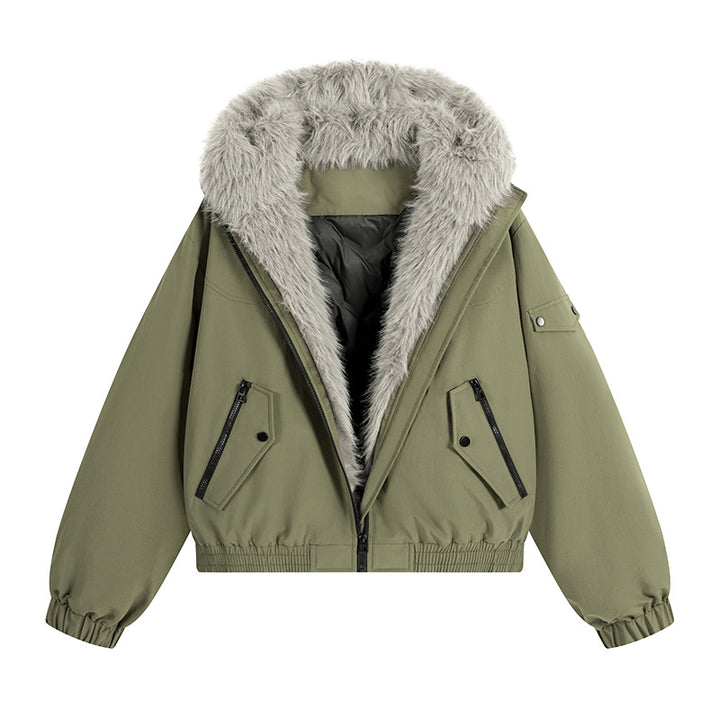 Damen Trendige Fleecejacke mit abnehmbarer Kapuze