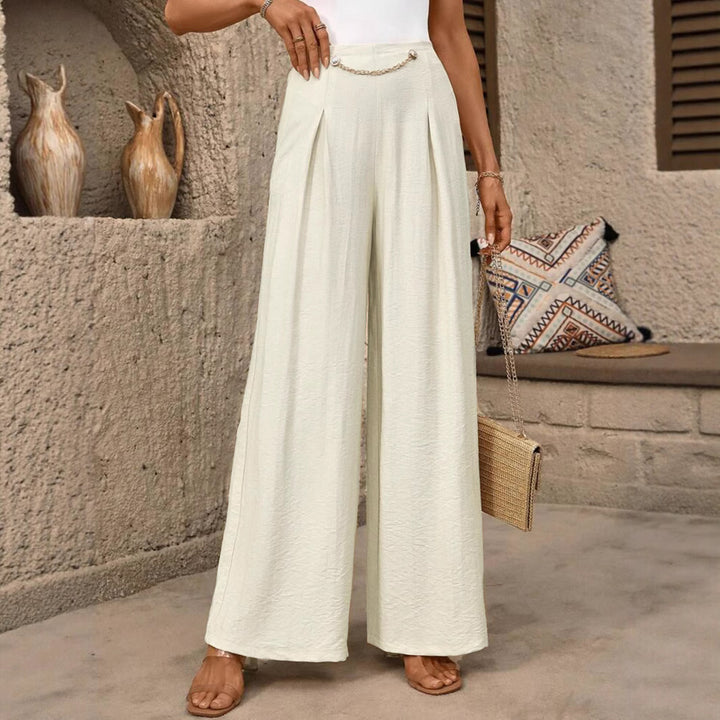 Damen Weit geschnittene Palazzo-Hose mit eleganter Faltenlegung Drune
