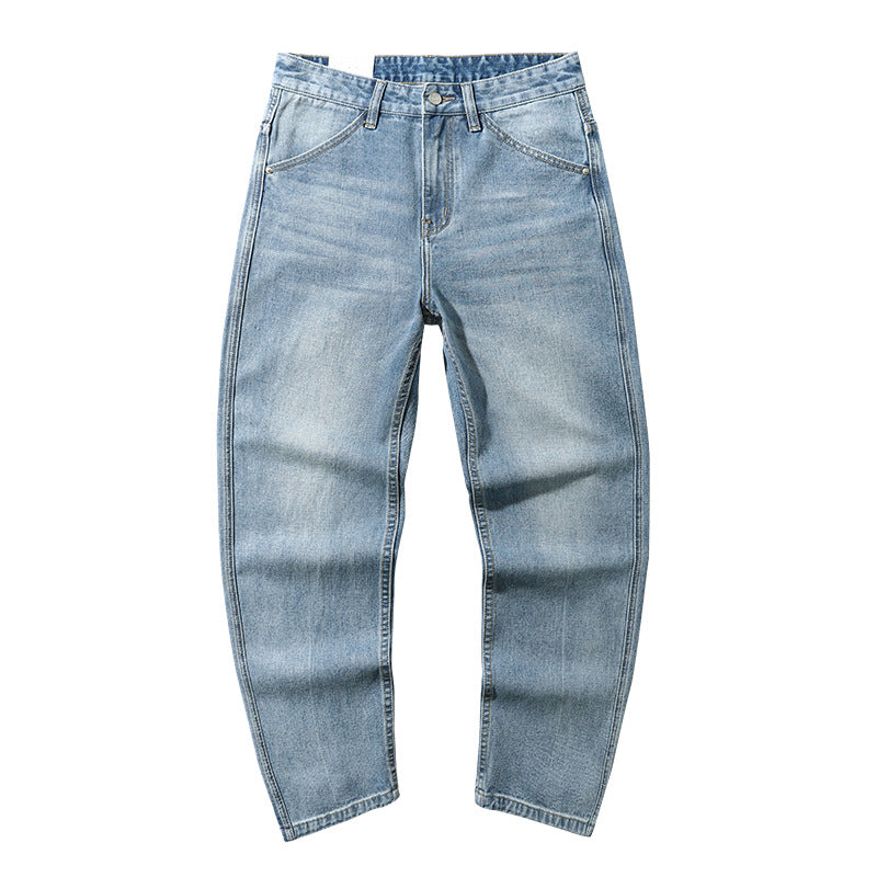 Damen weite verjüngende Denim-Jeans mit mittelhoher Taille Drune