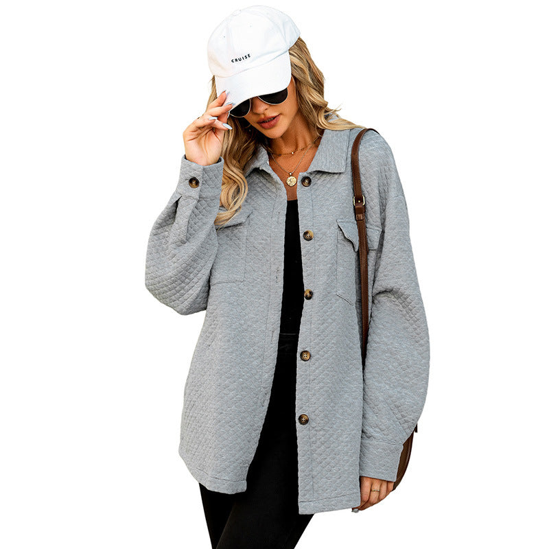 Damen lässige Jacke mit strukturiertem Design und praktischen Taschen Drune