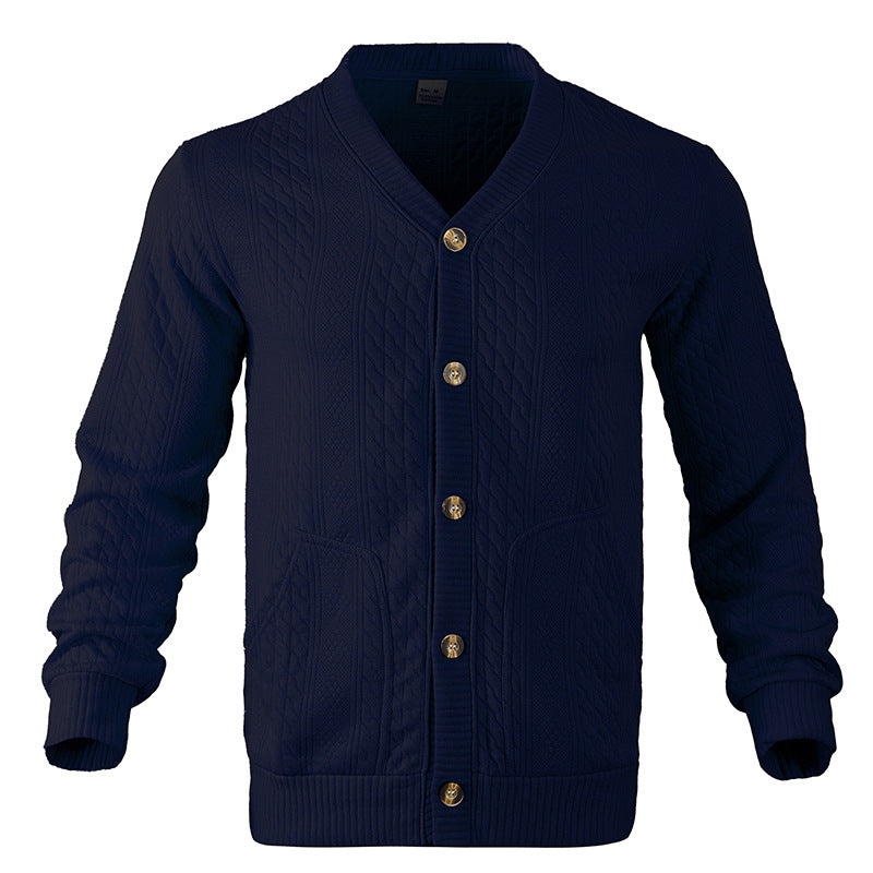 Herren Strukturierter Strickcardigan mit Zopf- und Waffelmuster, Knopfleiste und aufgesetzten Taschen Drune